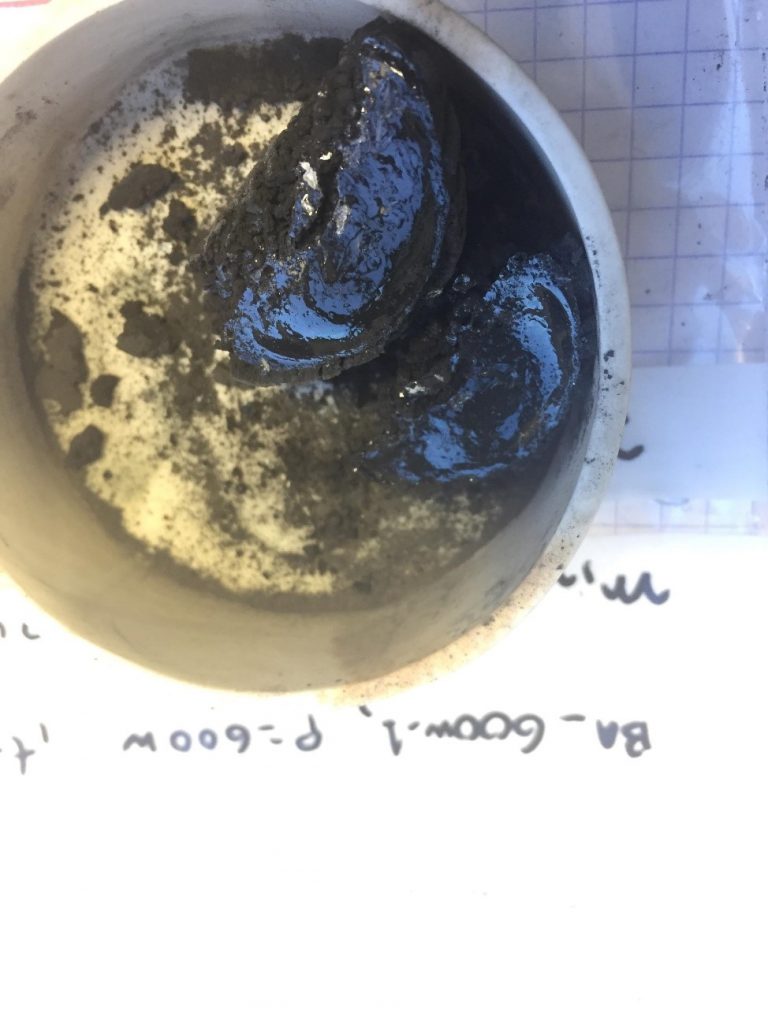 Figure 2: Glassy bottom ash produced by microwave thermal treatment.